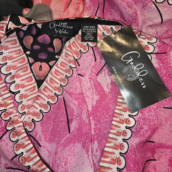 Nwt Goddess By Winlar Pink And Color African Woman Print Kaftan One Size - Picture 5 of 5